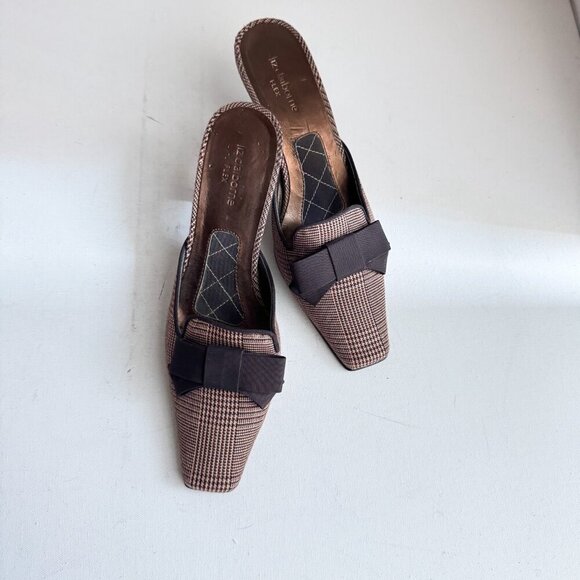 Liz Claiborne Plaid Bow Detail Kitten Heel Slides 8.5 - Picture 8 of 10